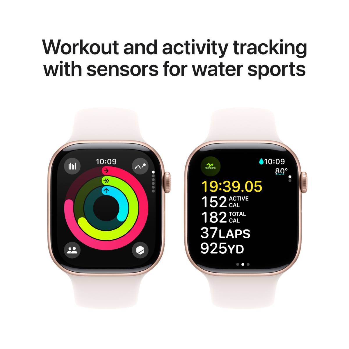Apple Watch Series 10 GPS, 42 mm Rose Gold Aluminium Case with Light Blush Sport Band – MWWH3 (S/M)