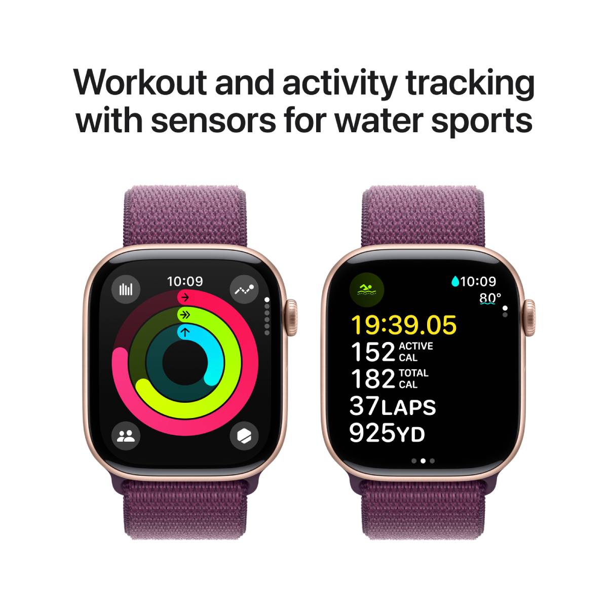 Apple Watch Series 10 GPS, 46 mm Rose Gold Aluminium Case with Plum Sport Loop – MWWV3 - XtraSure | Apple Authorized Reseller in Myanmar