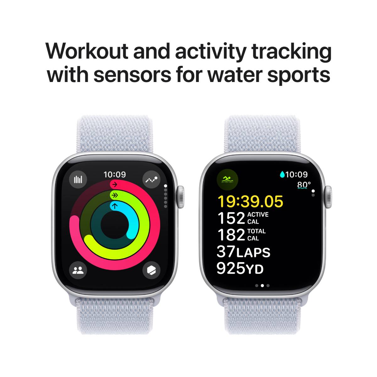 Apple Watch Series 10 GPS, 46 mm Silver Aluminium Case with Blue Cloud Sport Loop – MWWN3 - XtraSure | Apple Authorized Reseller in Myanmar