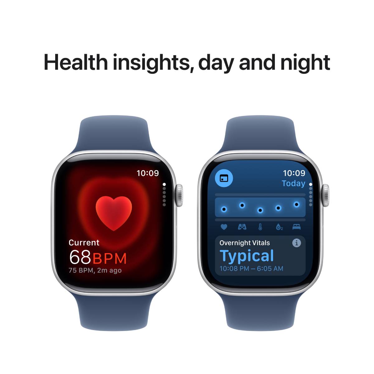 Apple Watch Series 10 GPS, 42 mm Silver Aluminium Case with Denim Sport Band – MWWA3 (S/M)