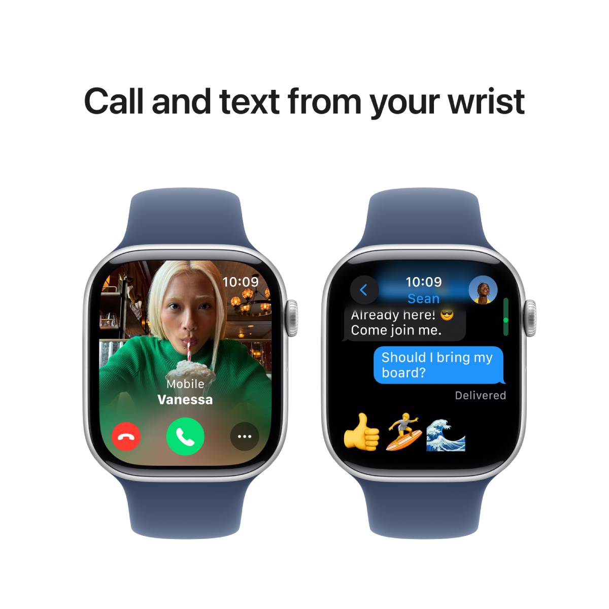 Apple Watch Series 10 GPS, 42 mm Silver Aluminium Case with Denim Sport Band – MWWA3 (S/M)