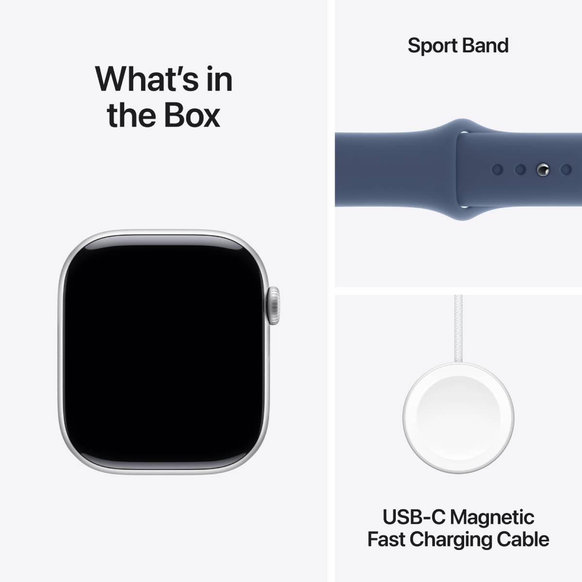 Apple Watch Series 10 GPS, 42 mm Silver Aluminium Case with Denim Sport Band – MWWA3 (S/M)