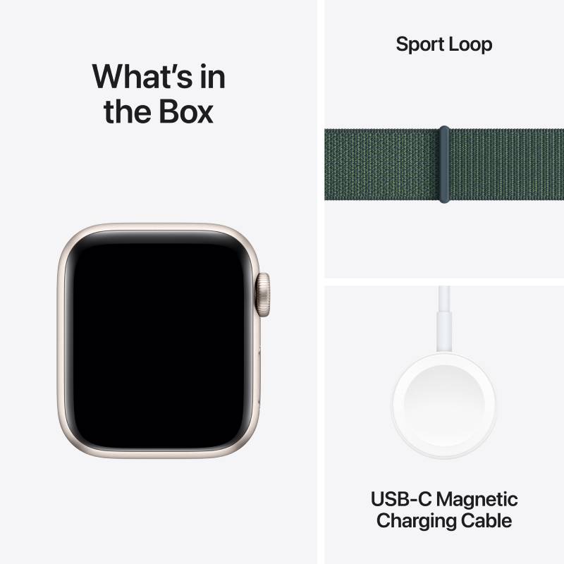 Apple Watch Series SE 2nd Gen GPS, 40mm Starlight Aluminium Case with Lake Green Sport Loop – MXEH3 (2024)