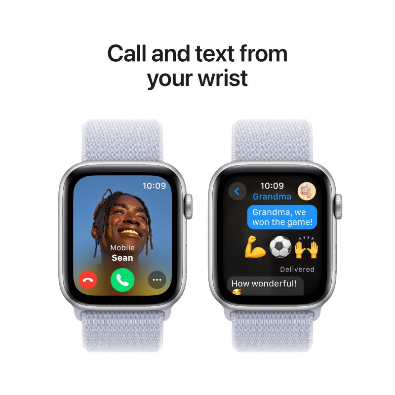 Apple Watch Series SE 2nd Gen GPS, 44mm Silver Aluminium Case with Blue Cloud Sport Loop – MXET3