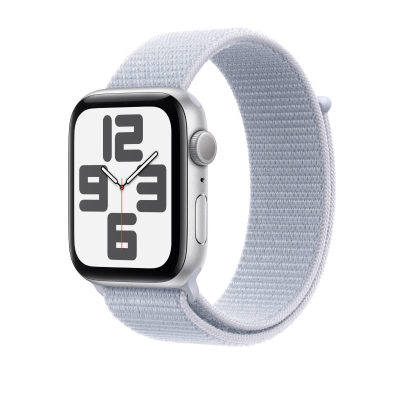 Apple Watch Series SE 2nd Gen GPS, 44mm Silver Aluminium Case with Blue Cloud Sport Loop – MXET3