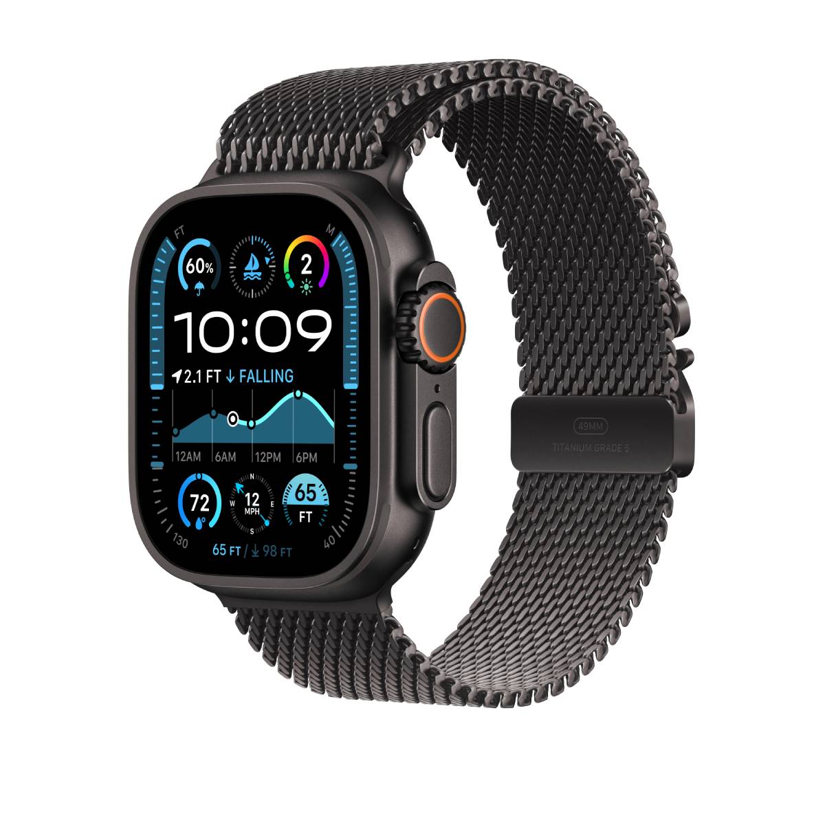 Apple Watch Ultra 2 GPS Cellular 49mm Black Titanium Case with Black Titanium Milanese Loop MX5V3 L