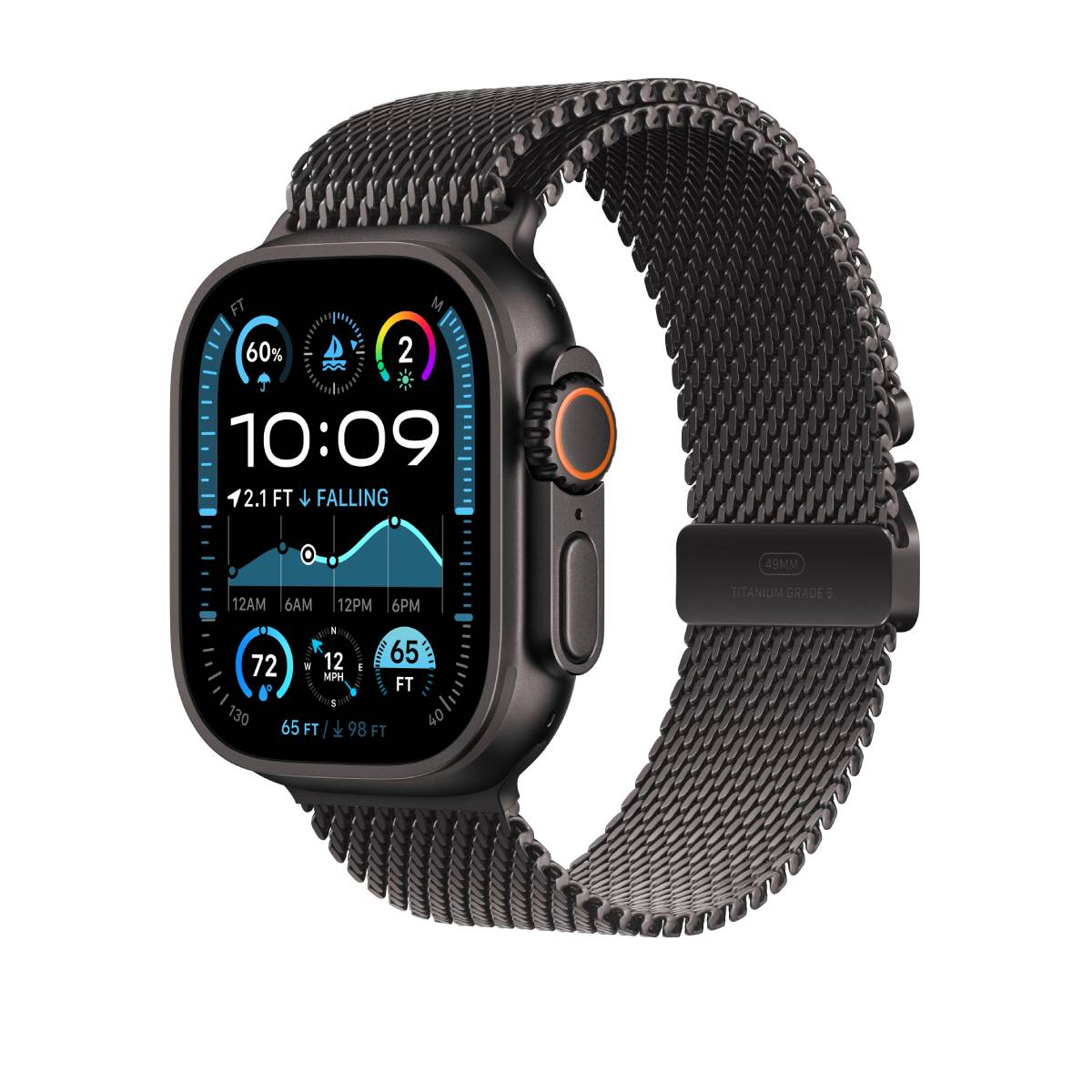 Apple Watch Ultra 2 GPS + Cellular, 49mm Black Titanium Case with Black Titanium Milanese Loop – MX5V3 (L) - XtraSure | Apple Authorized Reseller in Myanmar
