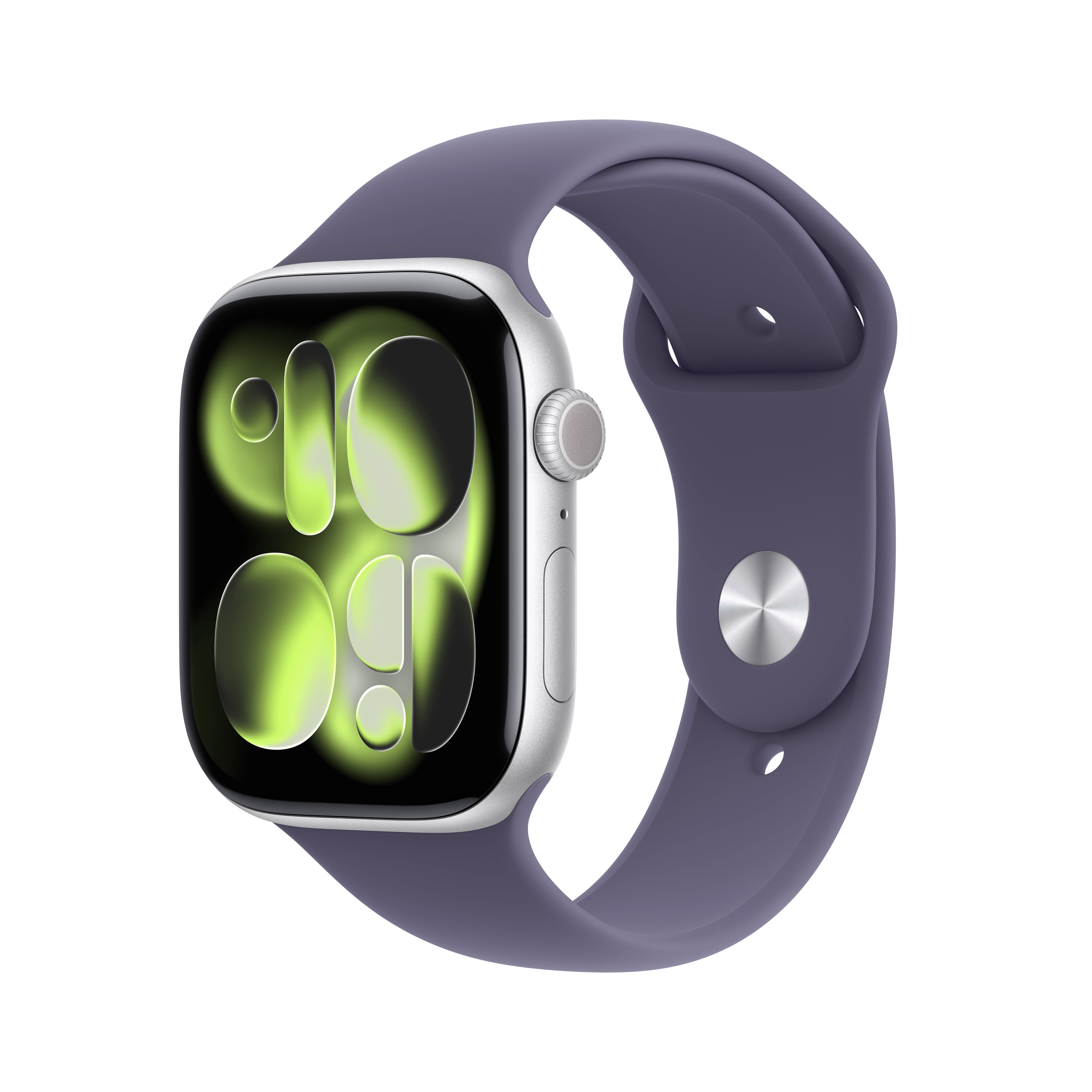 Apple Watch Series 11 GPS, 46 mm Silver Aluminium Case with Purple Fog Sport Band – MEVA4 (M/L)
