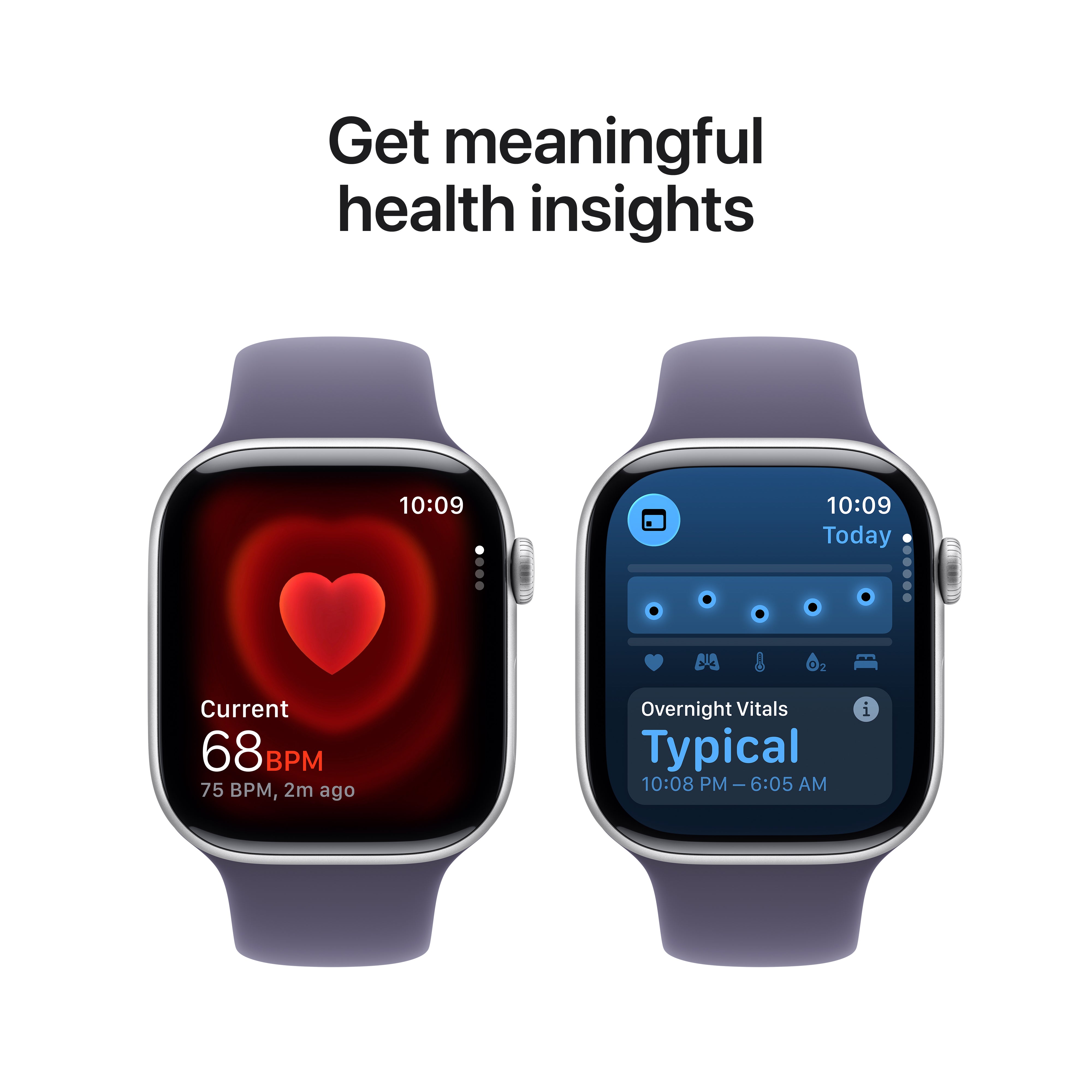 Apple Watch Series 11 GPS, 46 mm Silver Aluminium Case with Purple Fog Sport Band – MEVA4 (M/L)