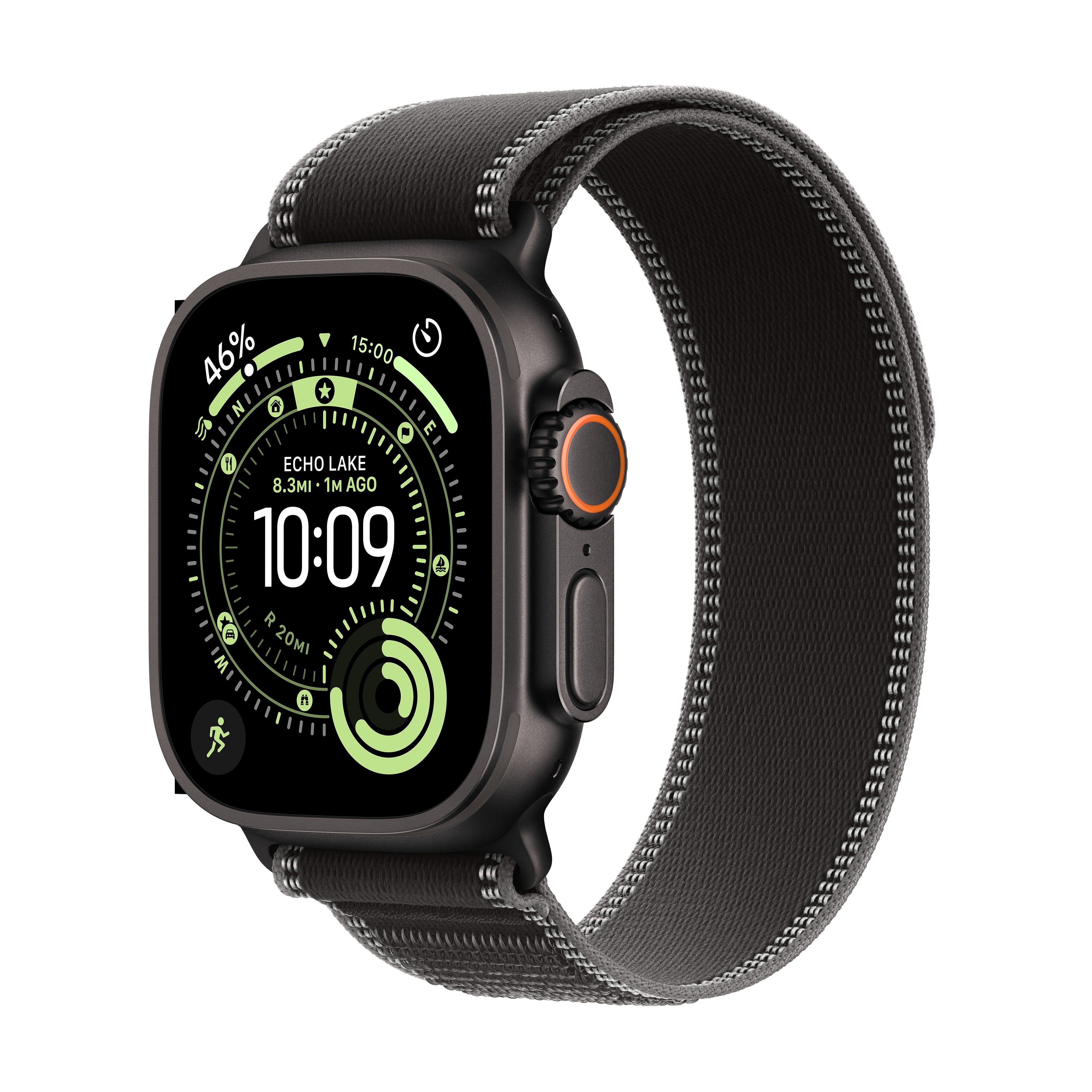 Apple Watch Ultra 3 GPS + Cellular, 49mm Black Titanium Case with Black/Charcoal Trail Loop – MF1H4 (M/L)