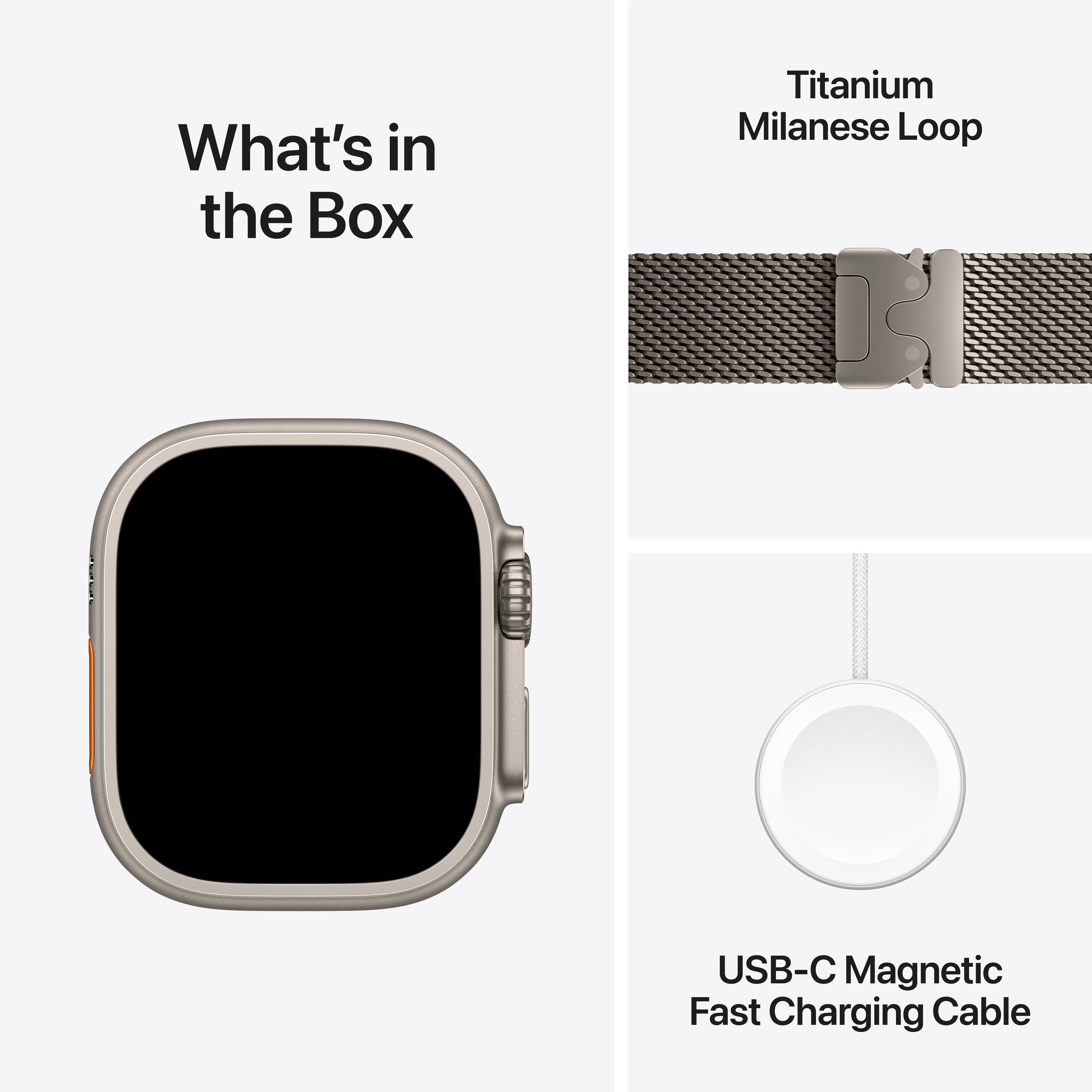Apple Watch Ultra 3 GPS + Cellular, 49mm Natural Titanium Case with Natural Titanium Milanese Loop – MF0E4 (L)