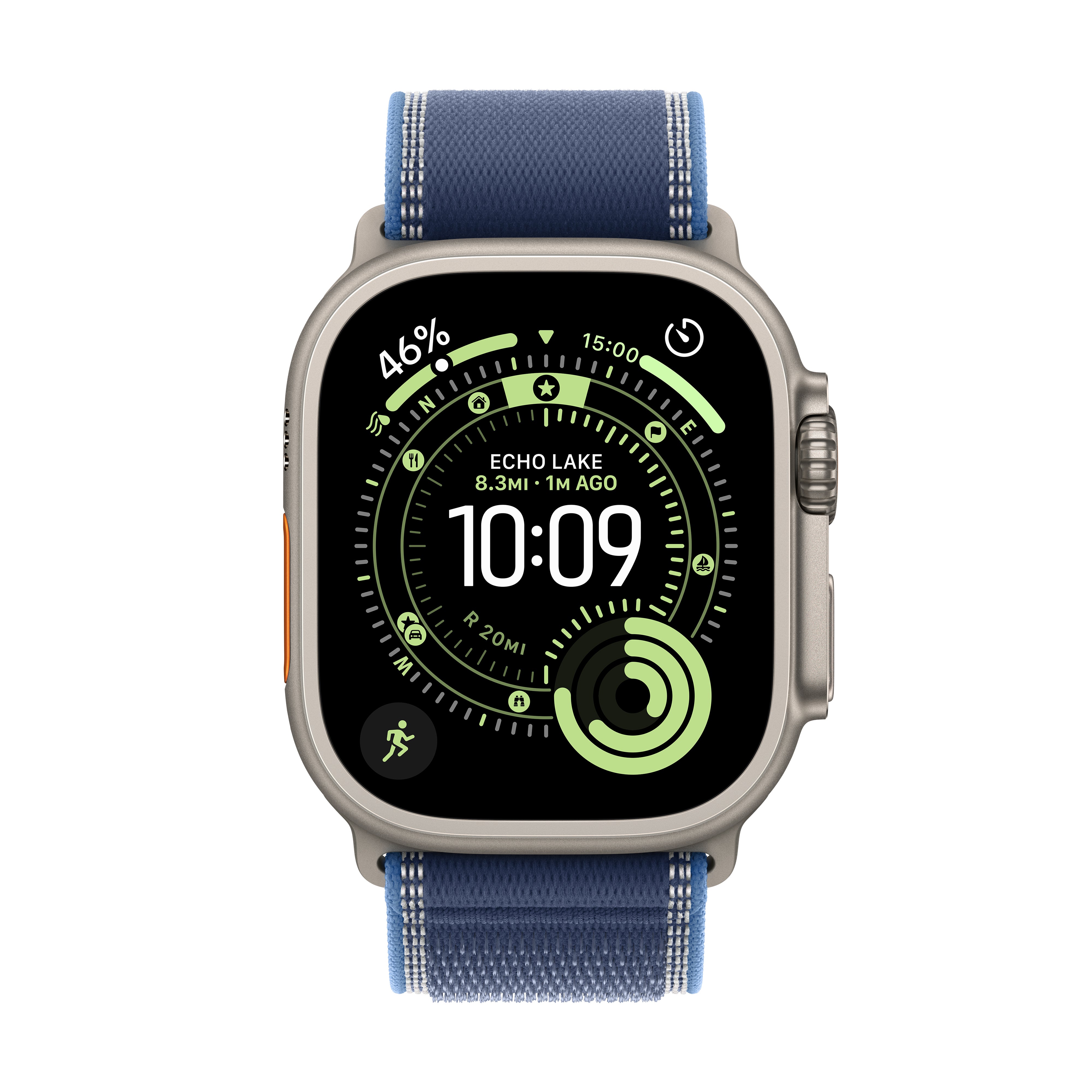 Apple Watch Ultra 3 GPS + Cellular, 49mm Natural Titanium Case with Blue/Bright Blue Trail Loop – MEWU4 (M/L)