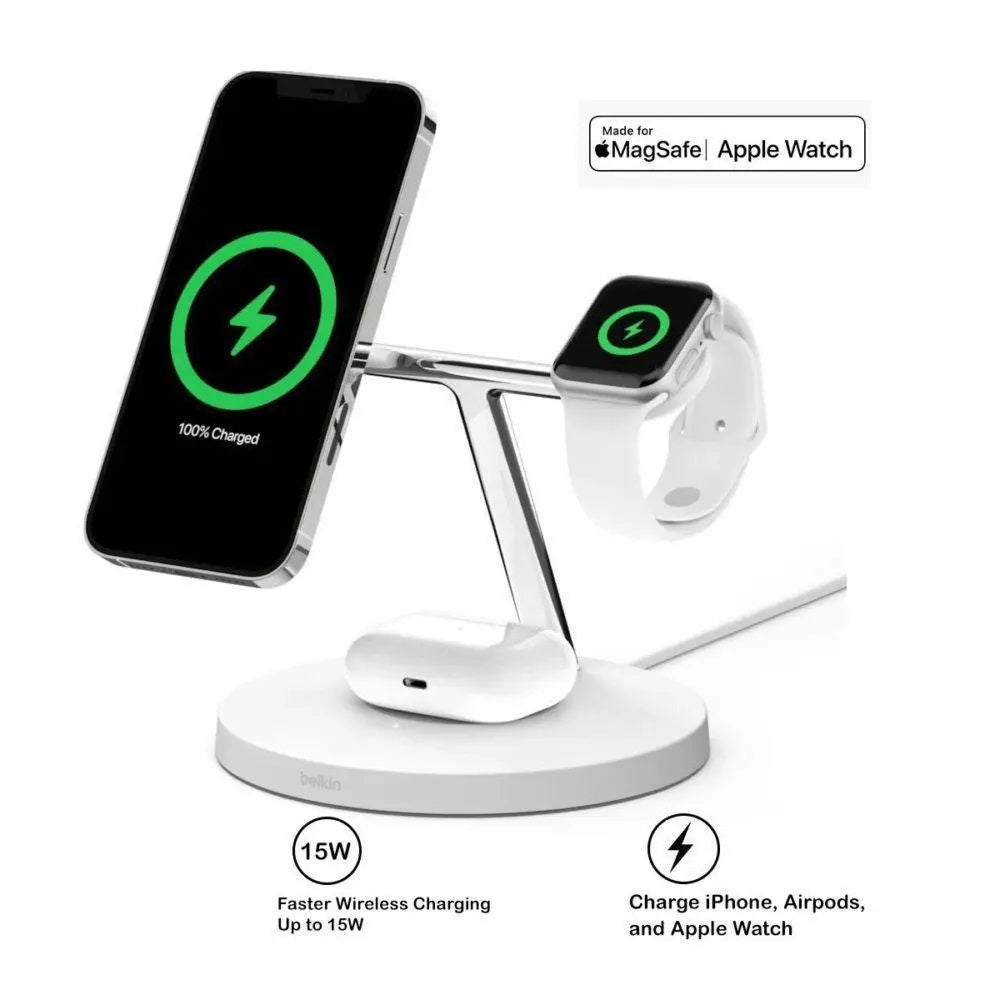 Belkin BOOST CHARGE PRO 3-in-1 Wireless Charger with MagSafe - XtraSure | Apple Authorized Reseller in Myanmar