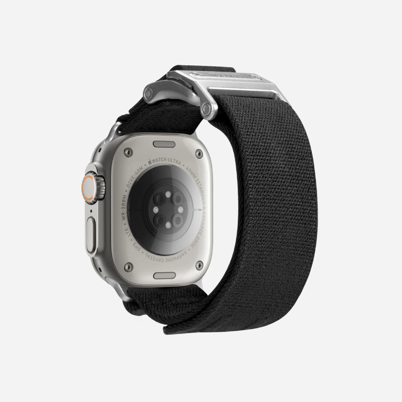 AULUMU A11 band for Apple Watch, Silver buckle 3D Woven Herringbone with Letter M (42/44/45/46/49mm)
