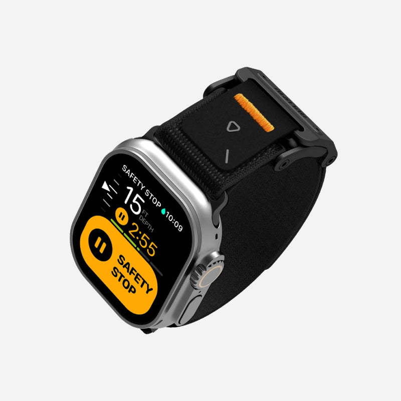 AULUMU A11 band for Apple Watch, Black buckle 3D Woven Herringbone with Letter M (42/44/45/46/49mm)