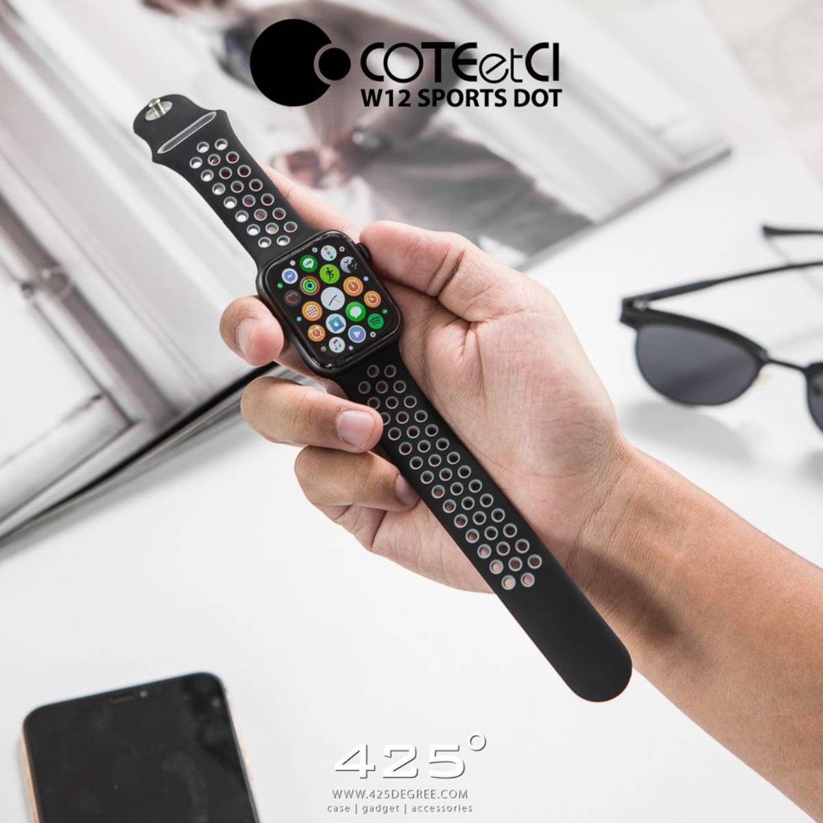 COTECi W12 Sports Dot Band for Apple Watch (44/45/46/49mm) - XtraSure | Apple Authorized Reseller in Myanmar