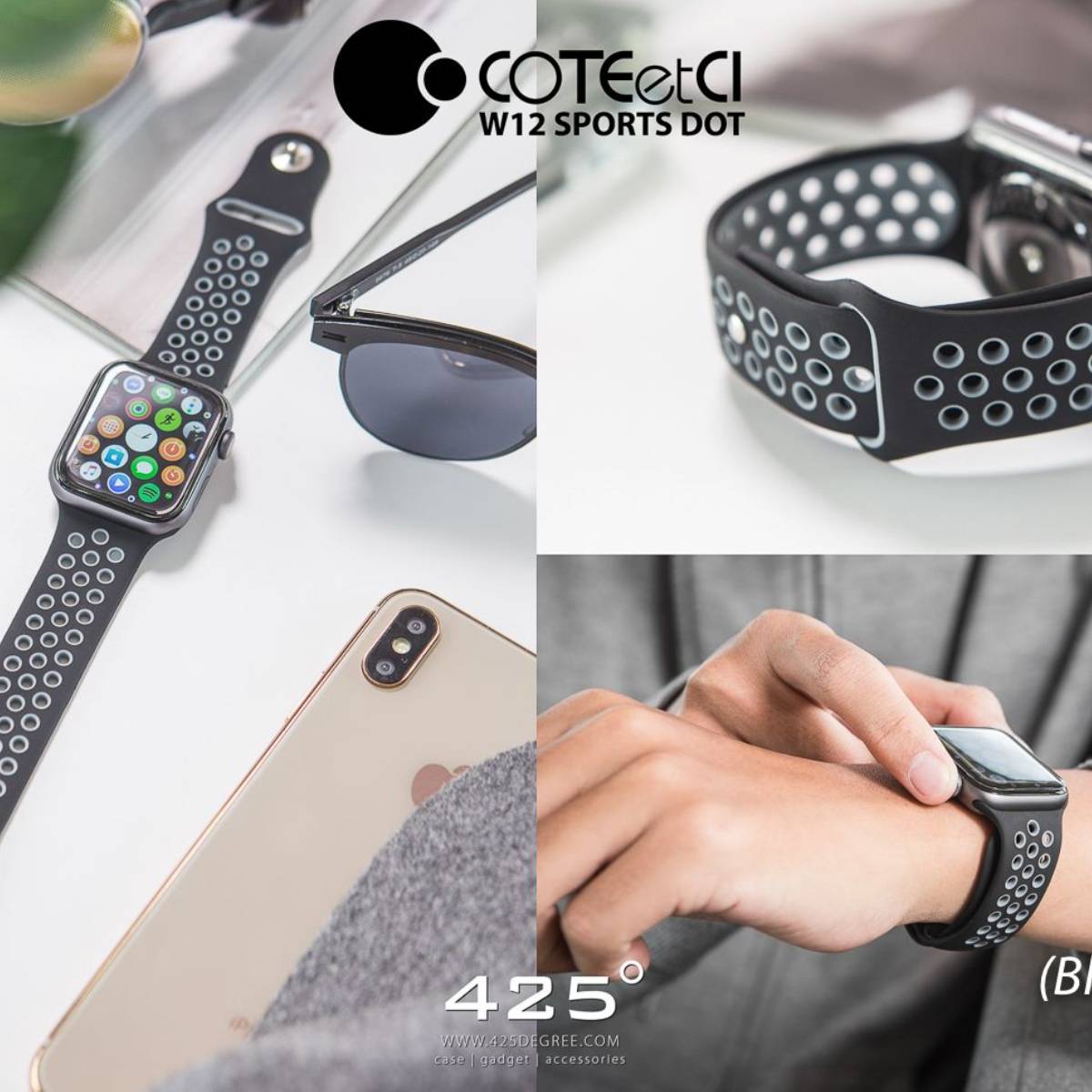 COTECi W12 Sports Dot Band for Apple Watch (44/45/46/49mm) - XtraSure | Apple Authorized Reseller in Myanmar