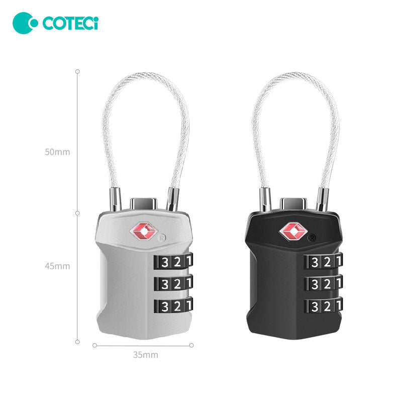 COTECi Zinc Alloy TSA Customs Combination Lock Steel-wire version