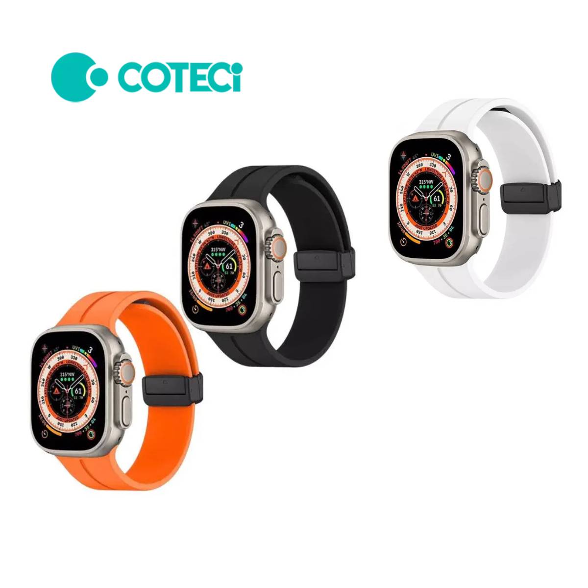 COTECi W108 iWatch Magnetic Silicone Strap for Apple Watch (42mm/44mm/45mm/49mm)