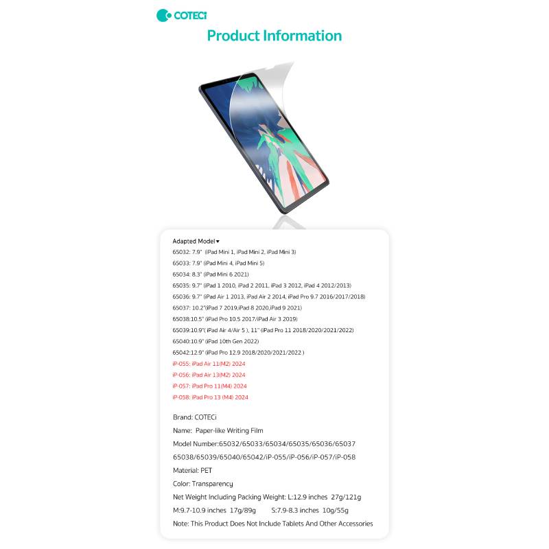 COTECi iPad Paper-like Writing Film for iPad