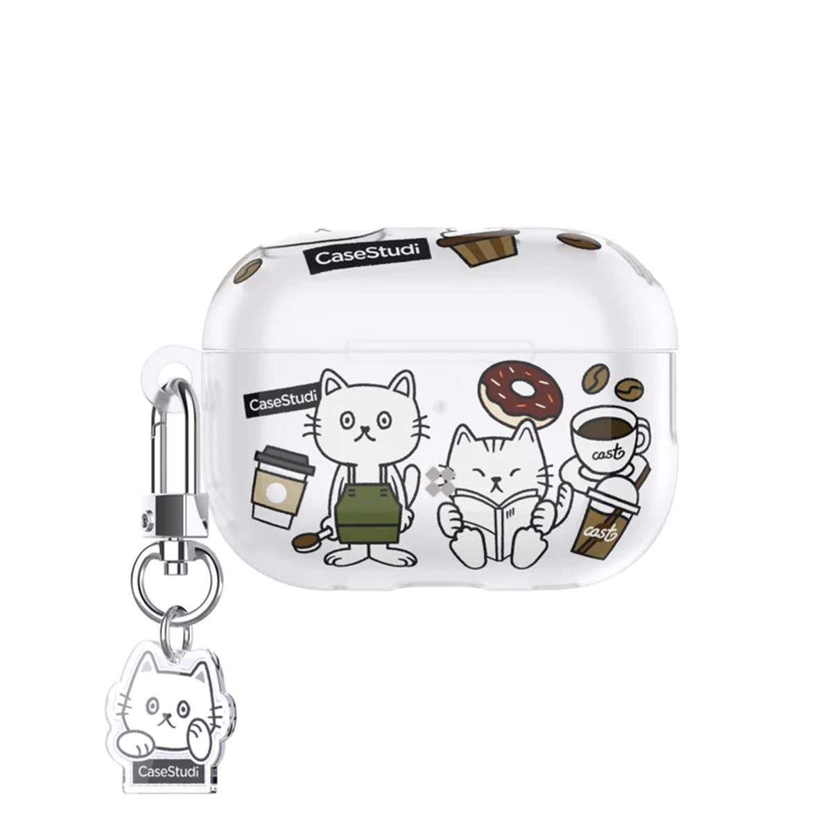 Case Studi Airpods Coffee Cat Case for AirPods Pro 2 (Matte Clear) - XtraSure | Apple Authorized Reseller in Myanmar