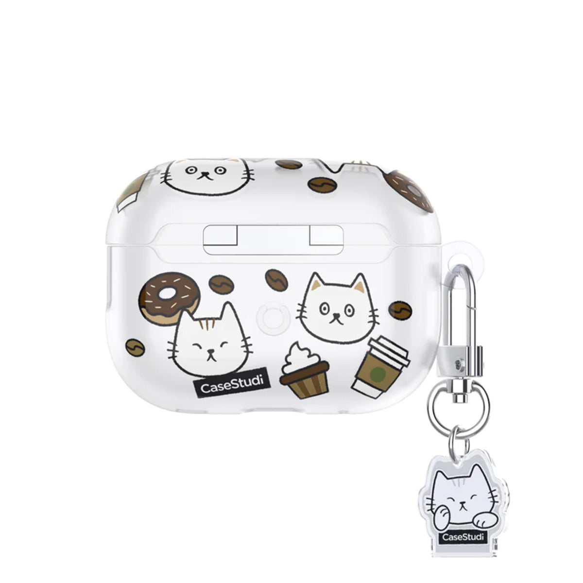 Case Studi Airpods Coffee Cat Case for AirPods Pro 2 (Matte Clear) - XtraSure | Apple Authorized Reseller in Myanmar