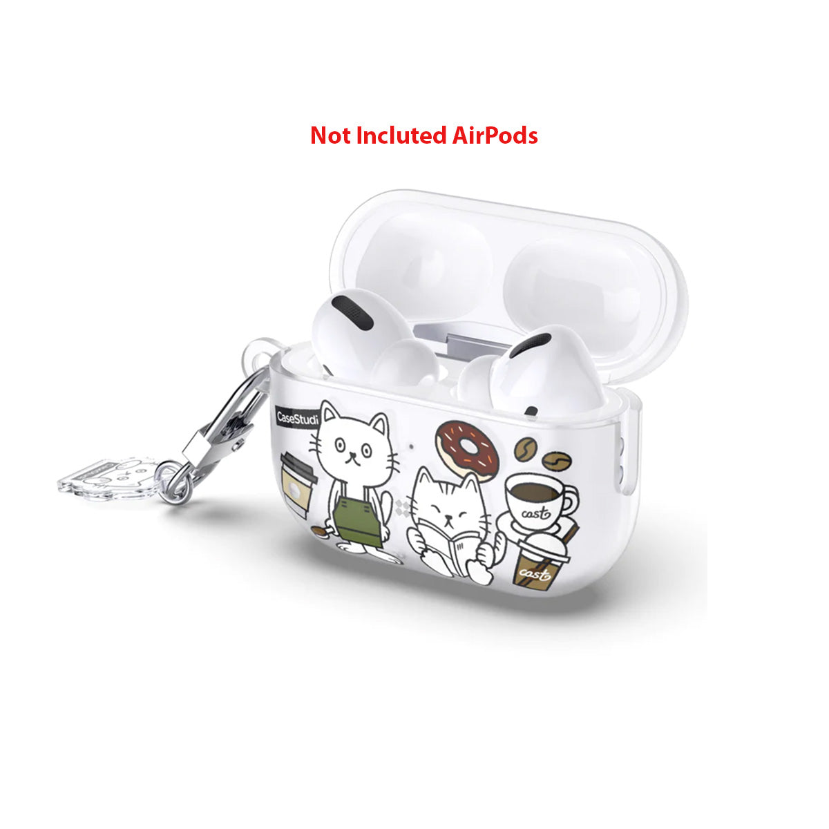 Case Studi Airpods Coffee Cat Case for AirPods Pro 2 (Matte Clear) - XtraSure | Apple Authorized Reseller in Myanmar