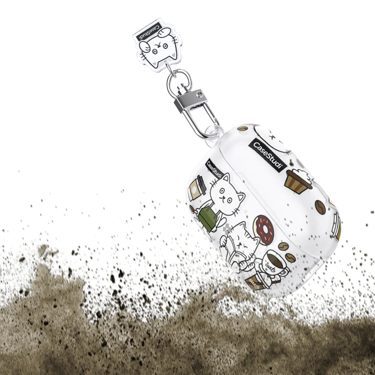 Case Studi Airpods Coffee Cat Case for AirPods Pro 2 (Matte Clear) - XtraSure | Apple Authorized Reseller in Myanmar