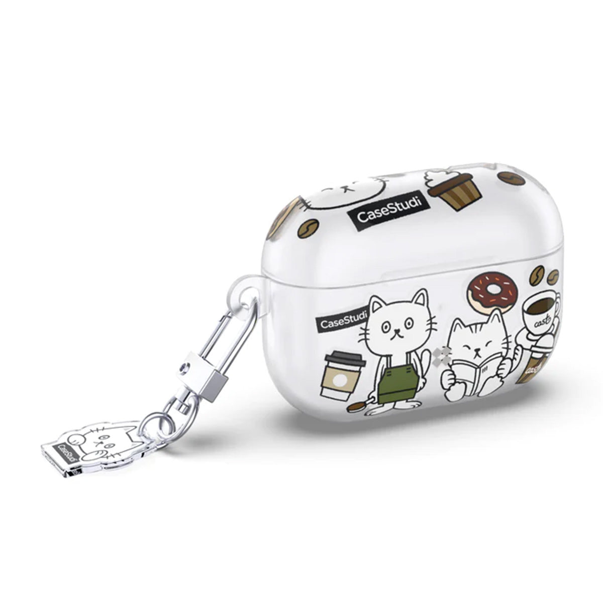Case Studi Airpods Coffee Cat Case for AirPods Pro 2 (Matte Clear) - XtraSure | Apple Authorized Reseller in Myanmar