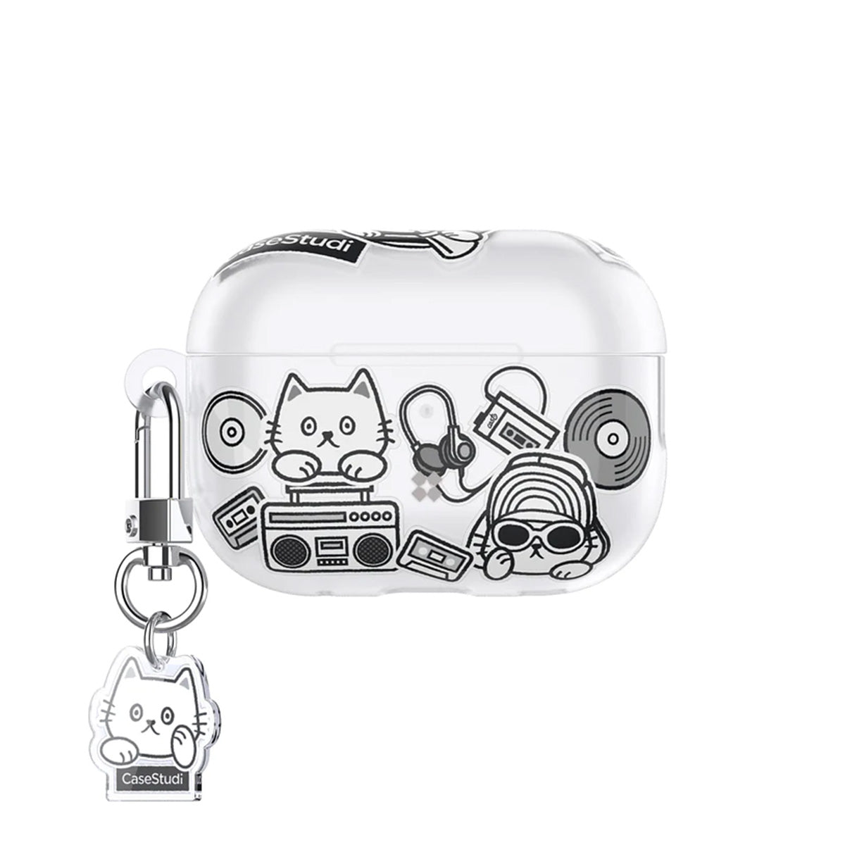 Case Studi Airpods Music Cat Case for AirPods Pro 2 (Matte Clear)
