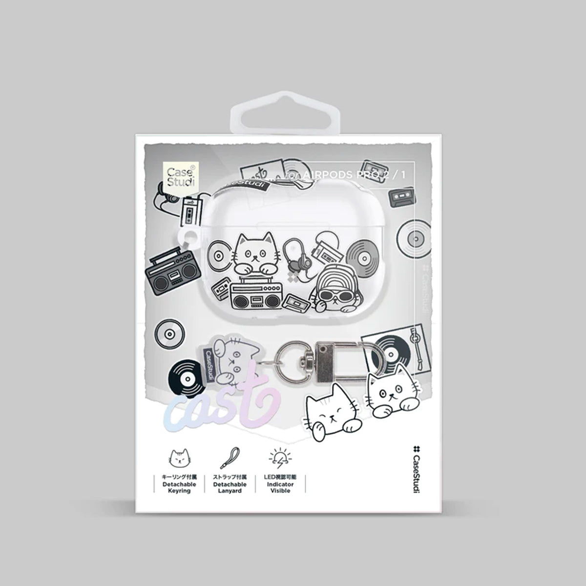 Case Studi Airpods Music Cat Case for AirPods Pro 2 (Matte Clear)