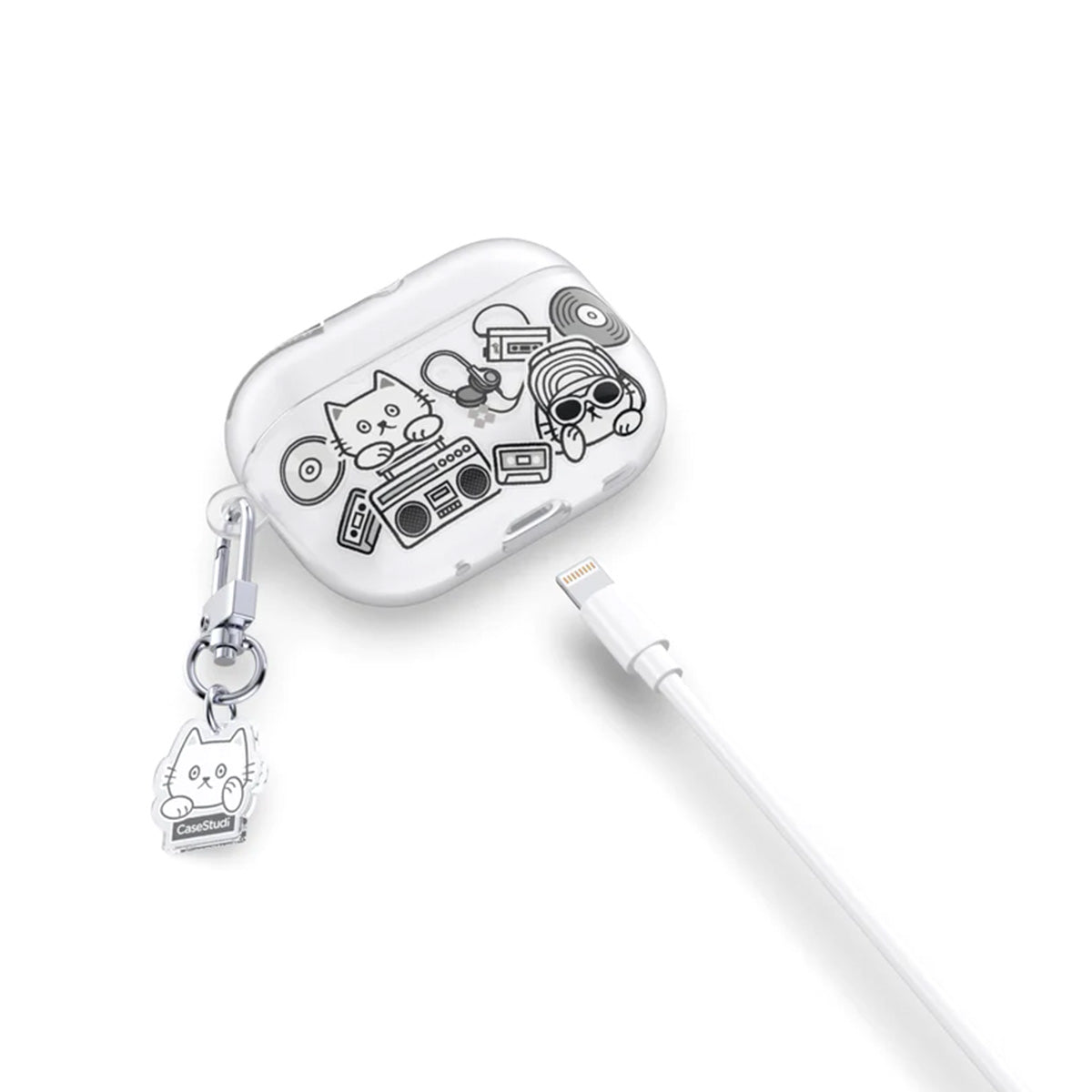 Case Studi Airpods Music Cat Case for AirPods Pro 2 (Matte Clear)