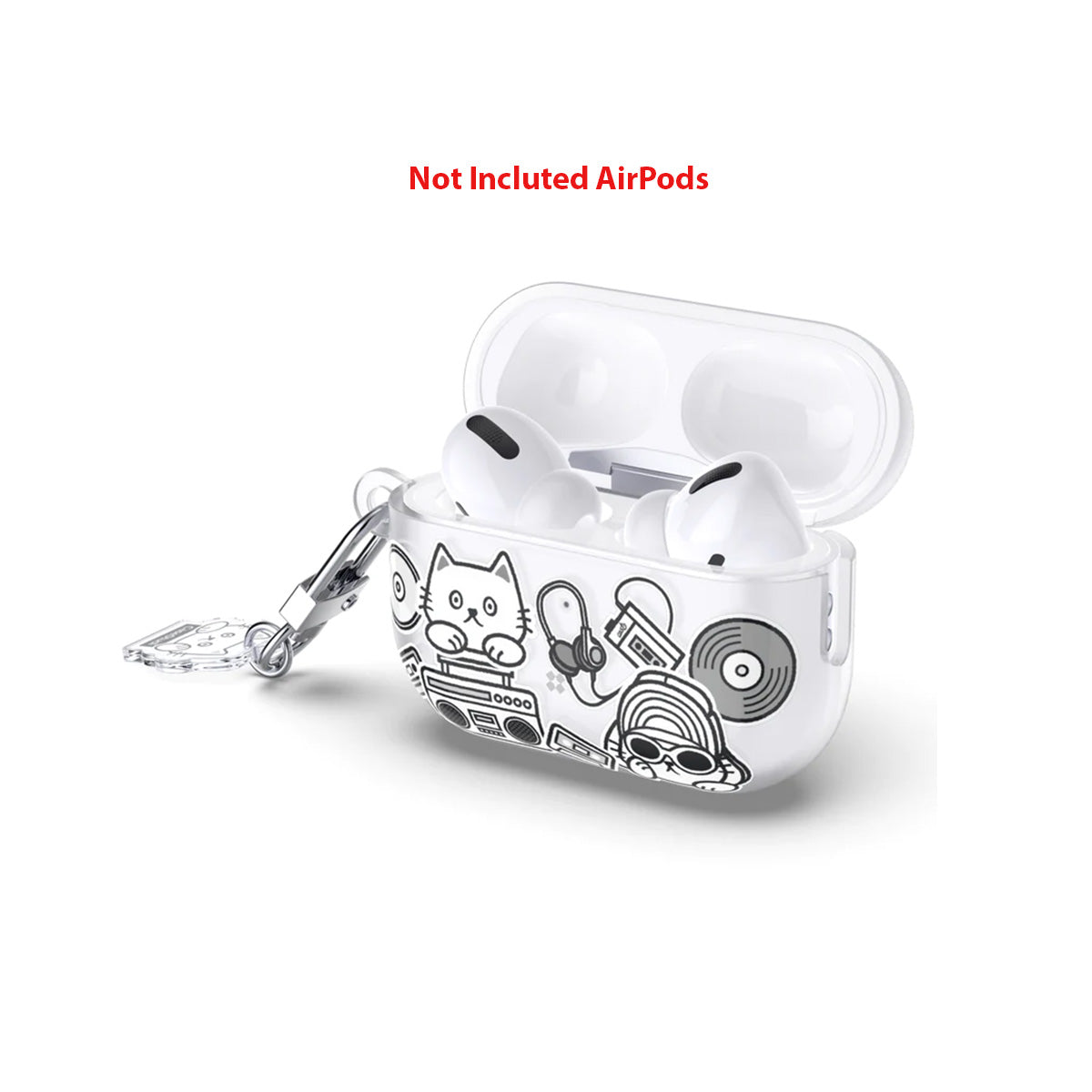 Case Studi Airpods Music Cat Case for AirPods Pro 2 (Matte Clear)