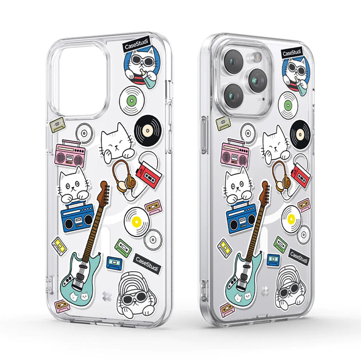 Case Studi Music Cat Case for iPhone 15 Pro (Clear) - XtraSure | Apple Authorized Reseller in Myanmar
