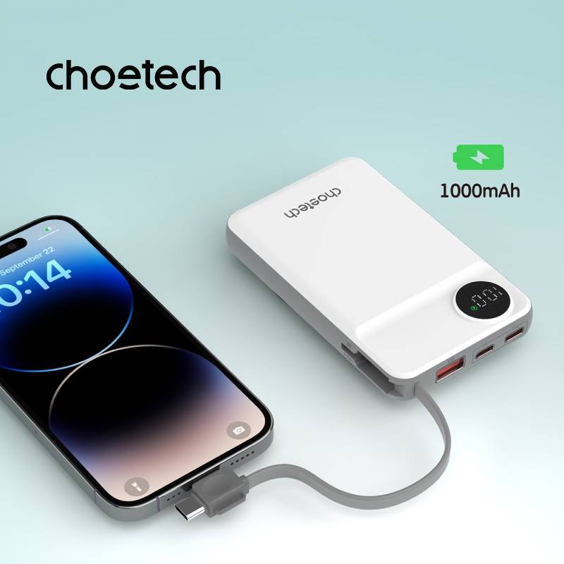 Choetech 10000 mAh LED Display Power Bank for Mobile & Apple Watch (B695) - XtraSure | Apple Authorized Reseller in Myanmar