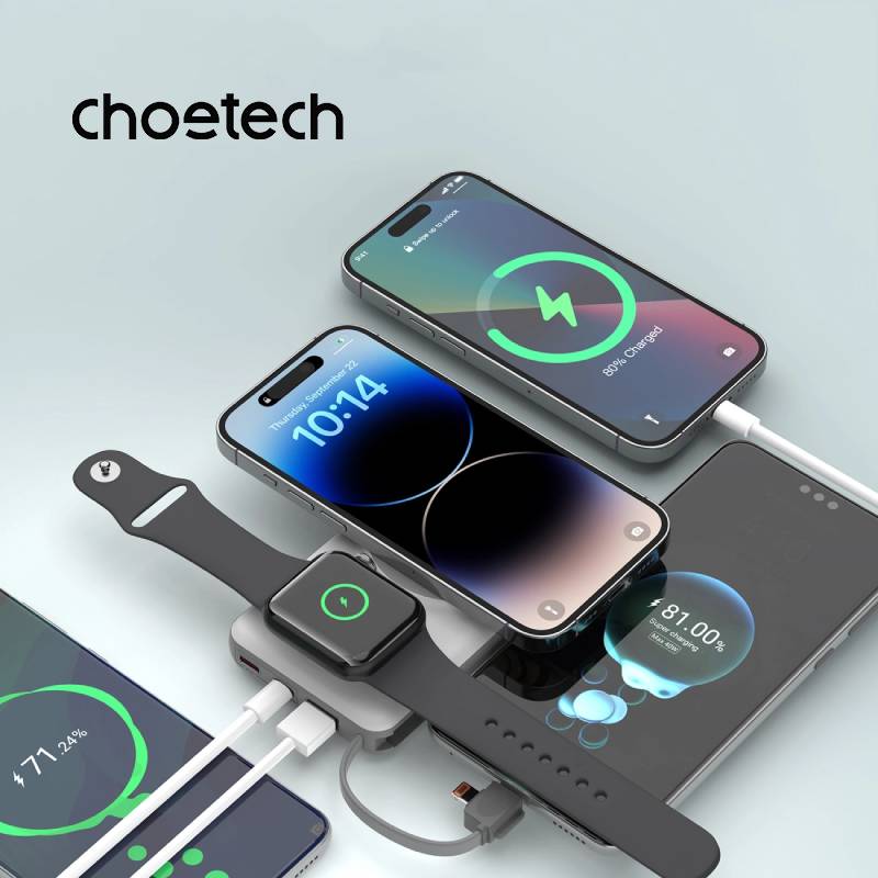 Choetech 10000 mAh LED Display Power Bank for Mobile & Apple Watch (B695) - XtraSure | Apple Authorized Reseller in Myanmar