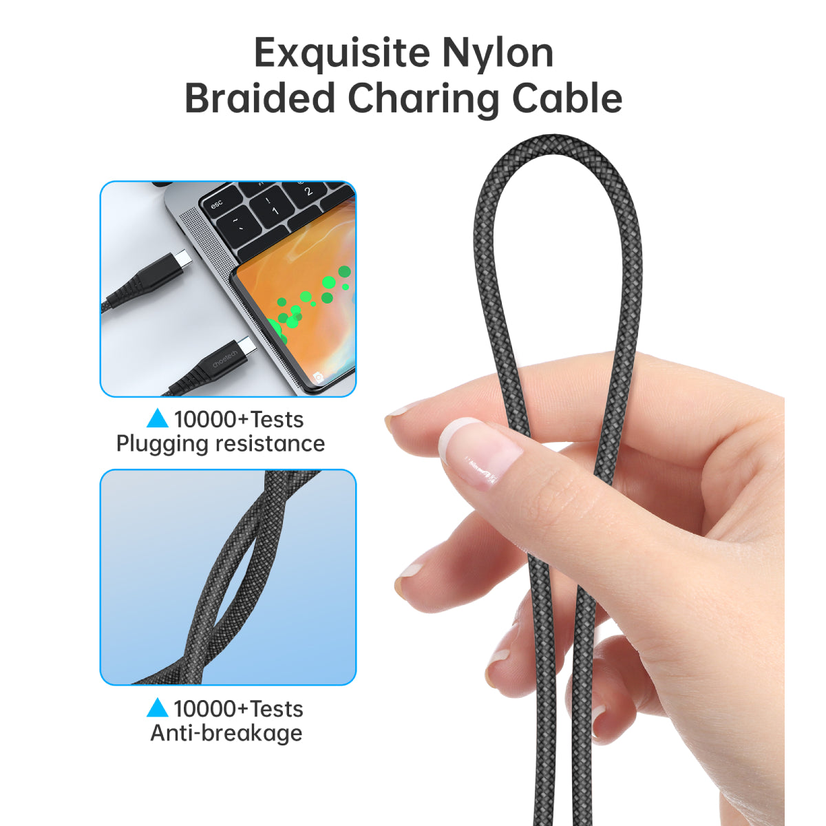 Choetech 100W braided C toC charging cable 1.2m (XCC-1054)