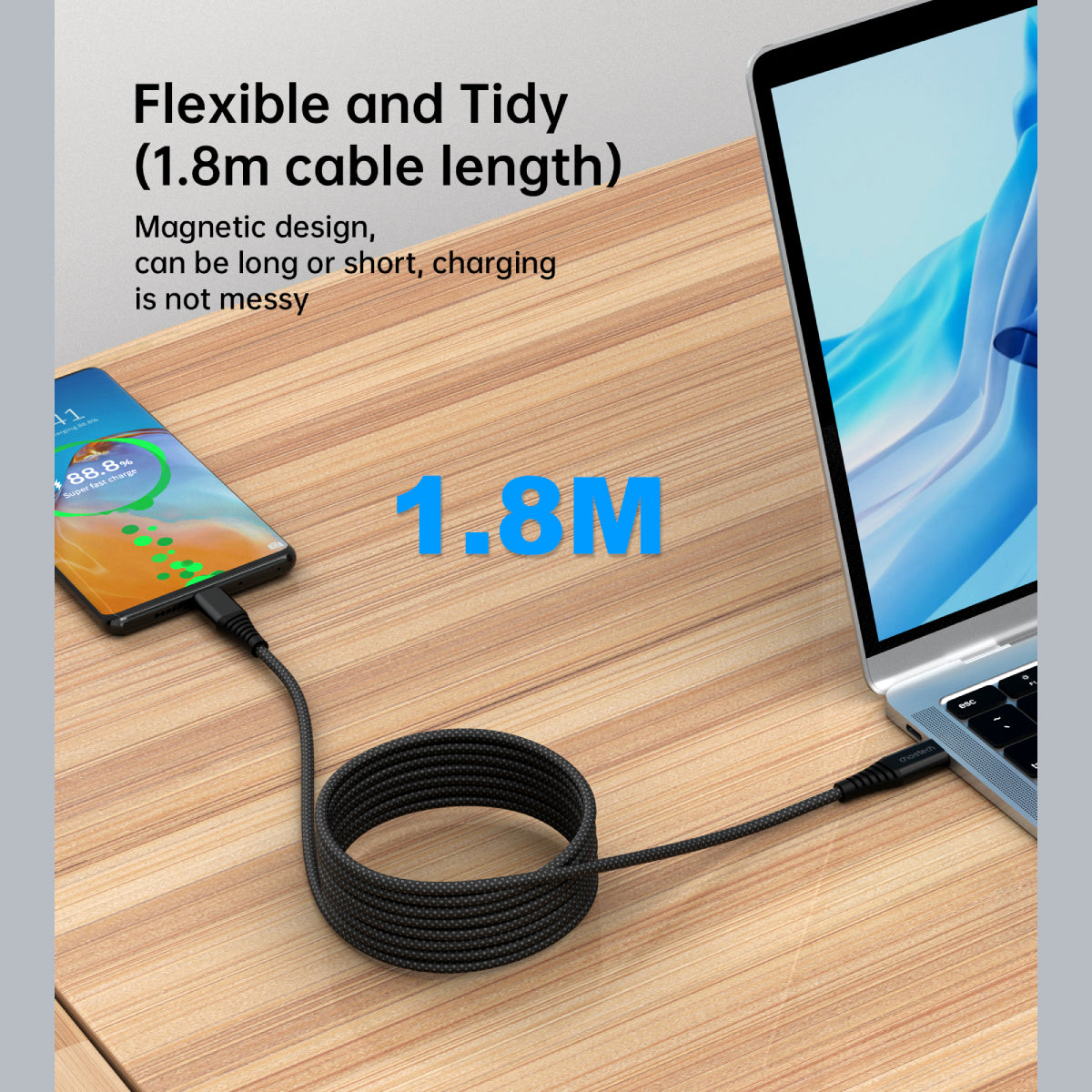 Choetech 100W braided C toC charging cable 1.2m (XCC-1054)