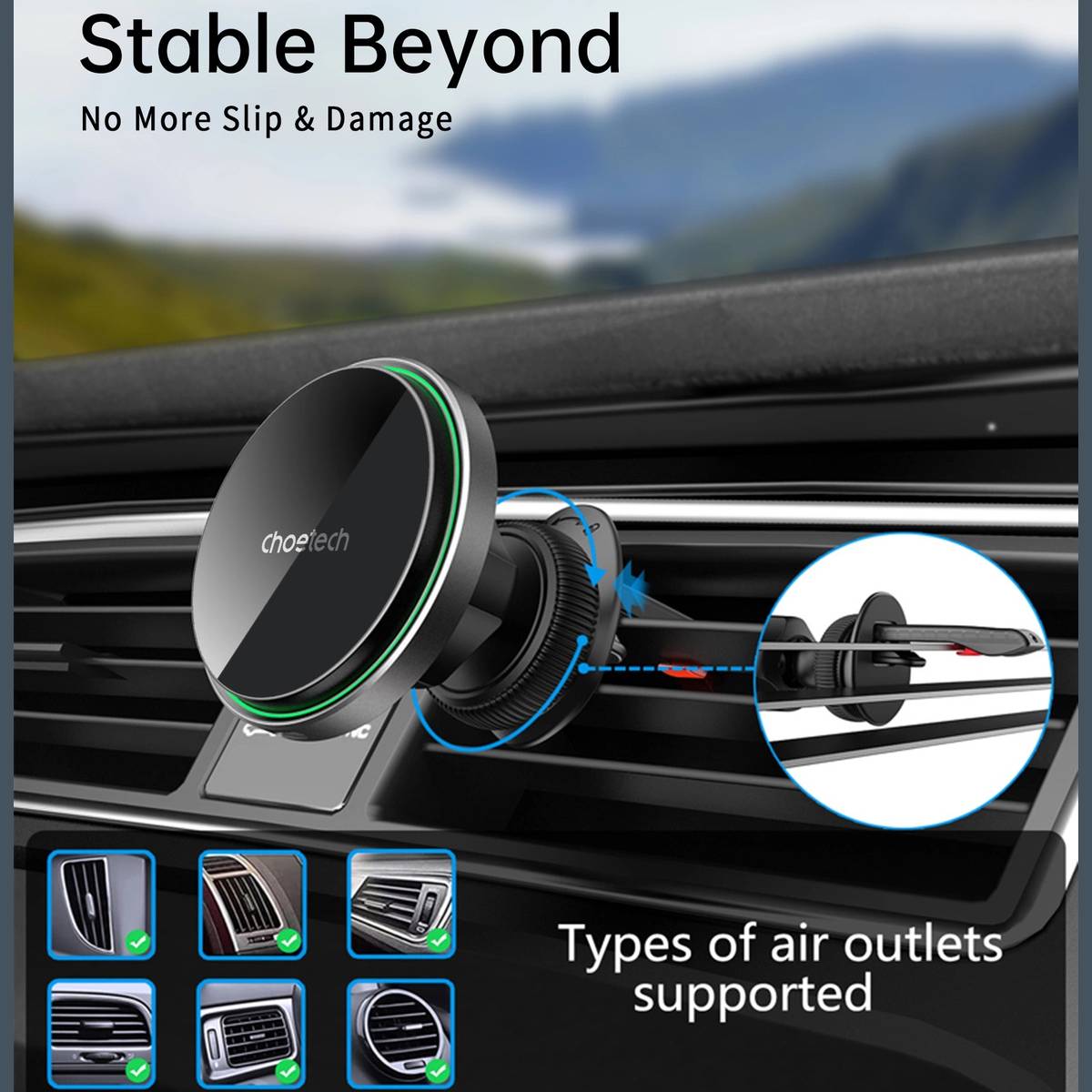 Choetech 15W Wireless Car Charger (T204-F) - XtraSure | Apple Authorized Reseller in Myanmar