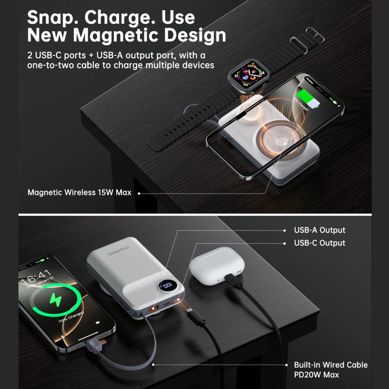 Choetech 20000mAh LED display power bank for Mobile and Apple watch (B696)