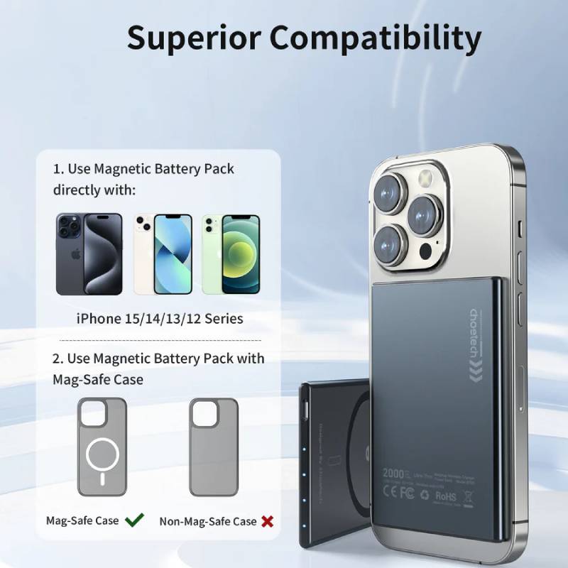 Choetech 2000 mAh 5.5mm Thinnest Magsafe Power Bank (B708) - XtraSure | Apple Authorized Reseller in Myanmar