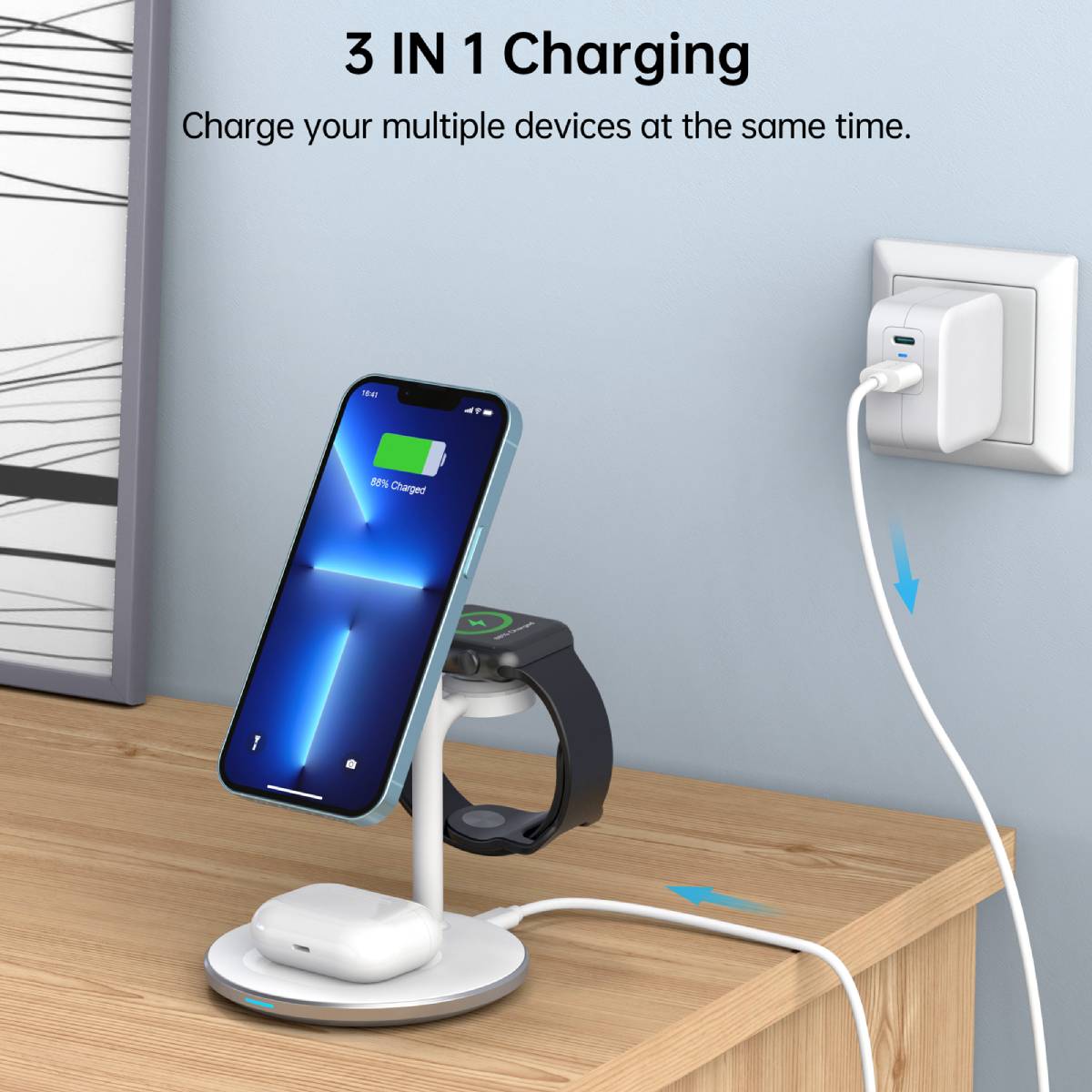 Choetech Qi2 3-in-1 15W Wireless Charger with MagSafe (T585-F Plus)