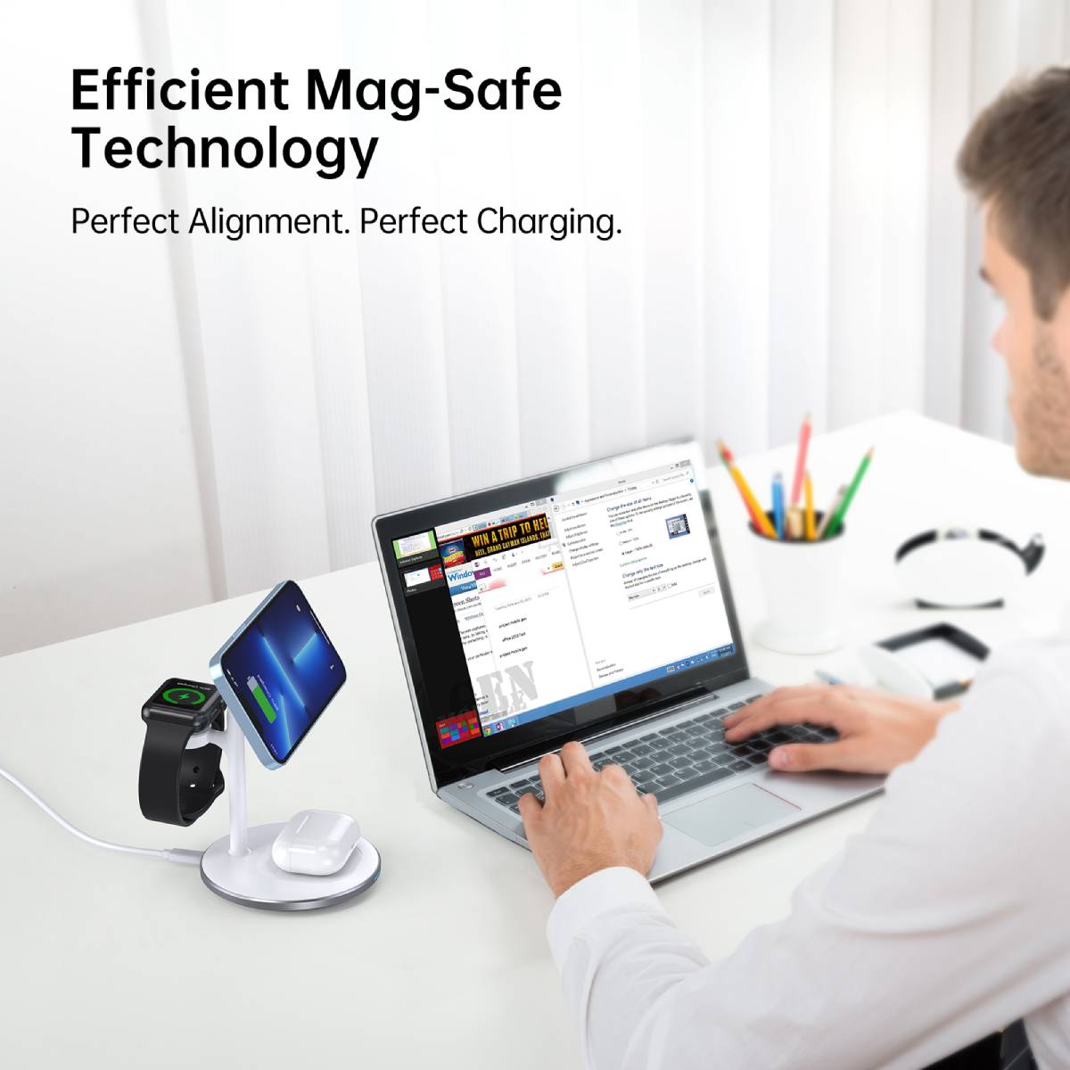 Choetech Qi2 3-in-1 15W Wireless Charger with MagSafe (T585-F Plus)