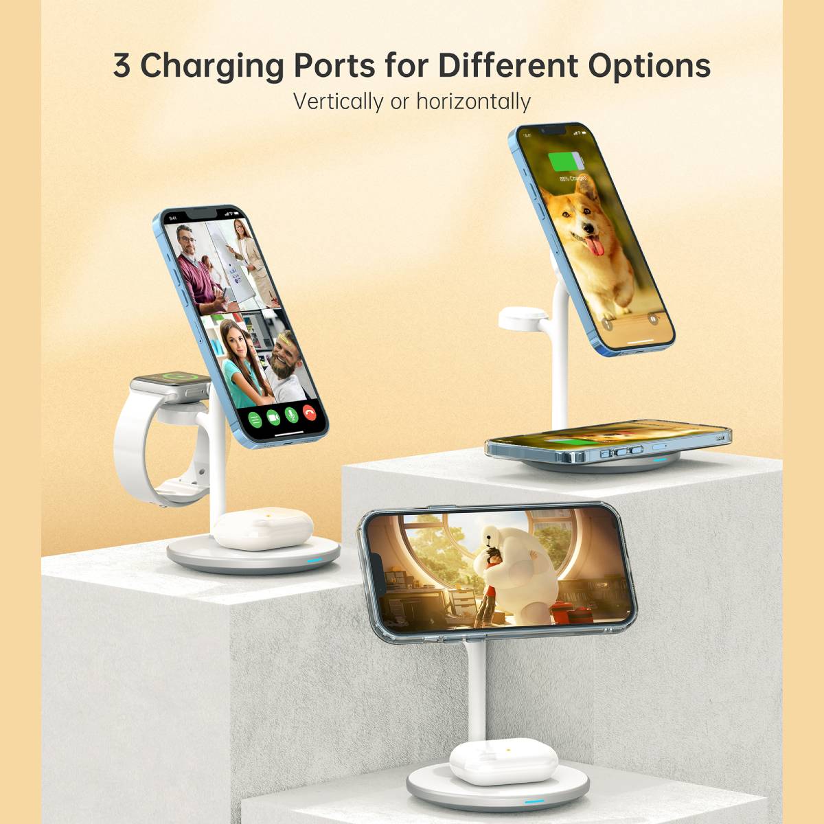 Choetech Qi2 3-in-1 15W Wireless Charger with MagSafe (T585-F Plus)