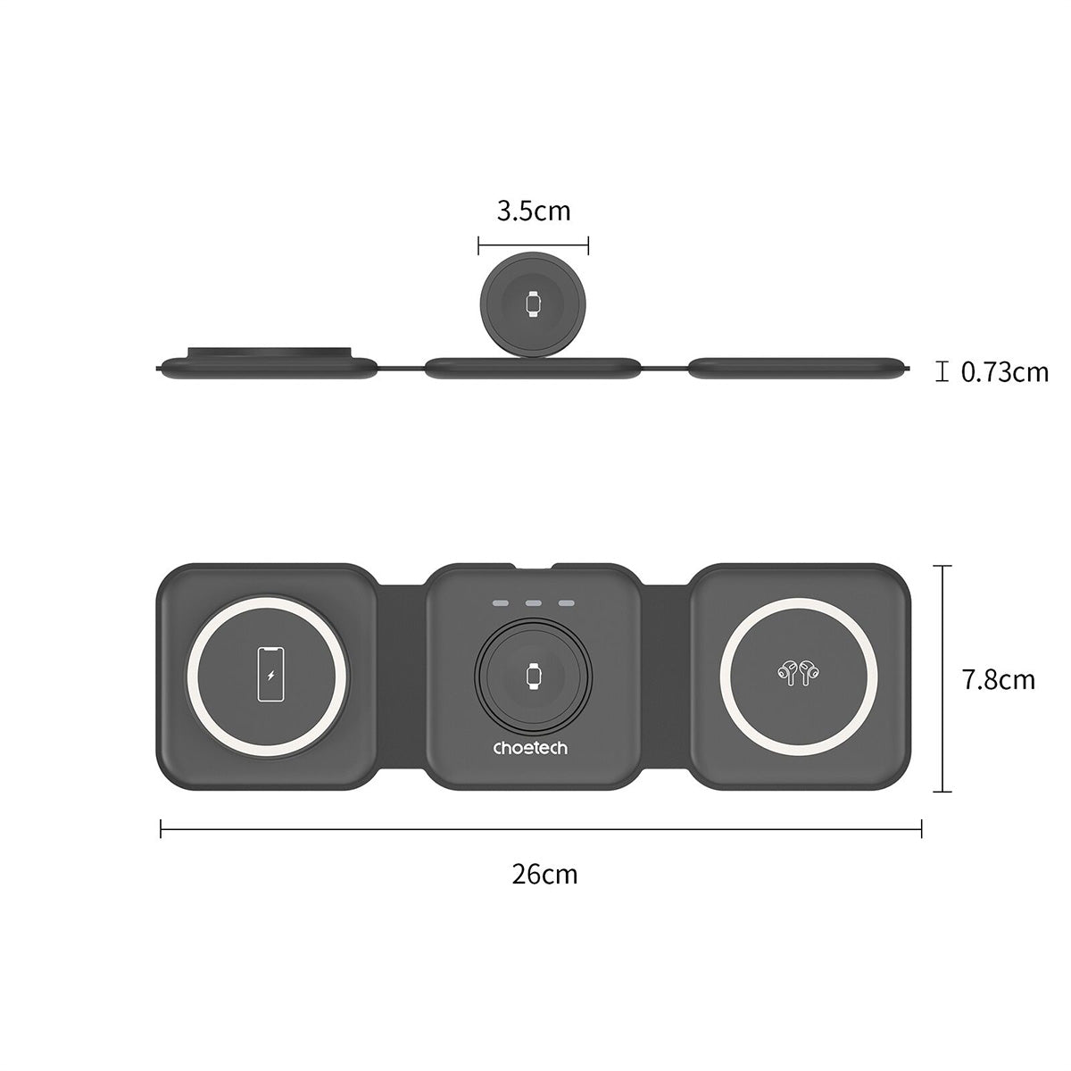 Choetech 3-in-1 Foldable Magnetic Wireless Charging Station T588-F