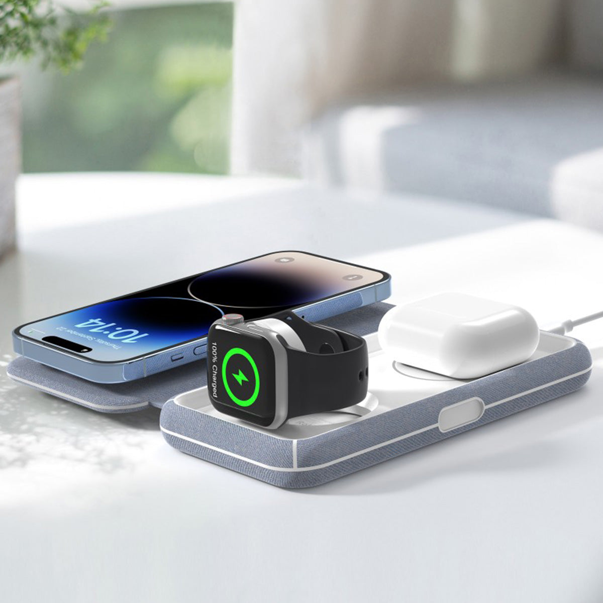 Choetech 3-in-1 MFM & MFI Wireless Charger with MagSafe T324 (Blue) - XtraSure | Apple Authorized Reseller in Myanmar
