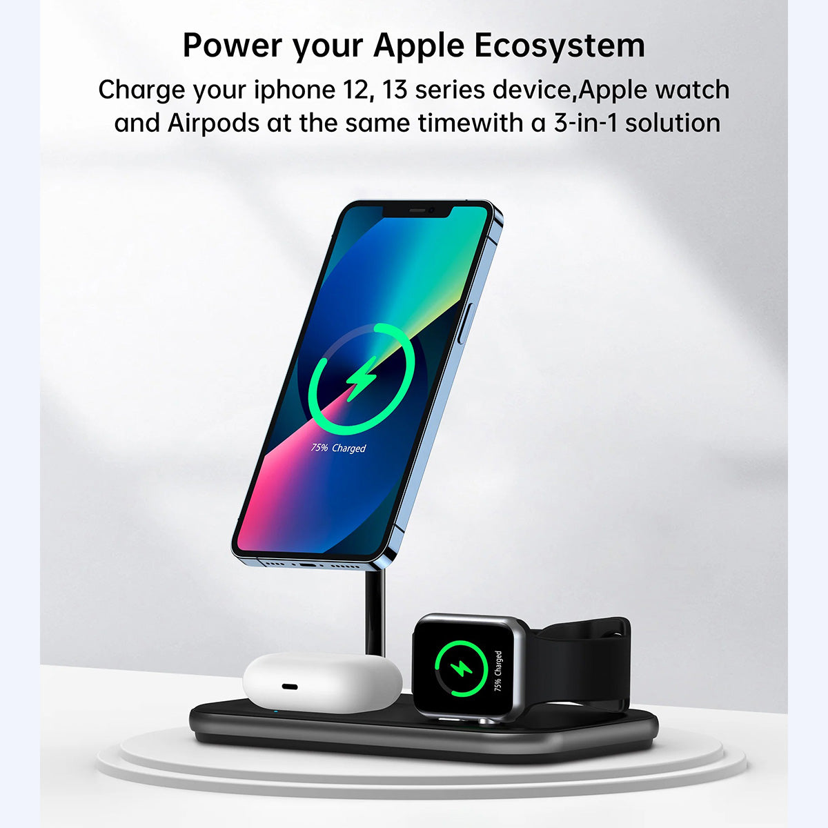 Choetech 3-in-1 Magnetic Wireless Charging Station T589-F (Black) - XtraSure | Apple Authorized Reseller in Myanmar