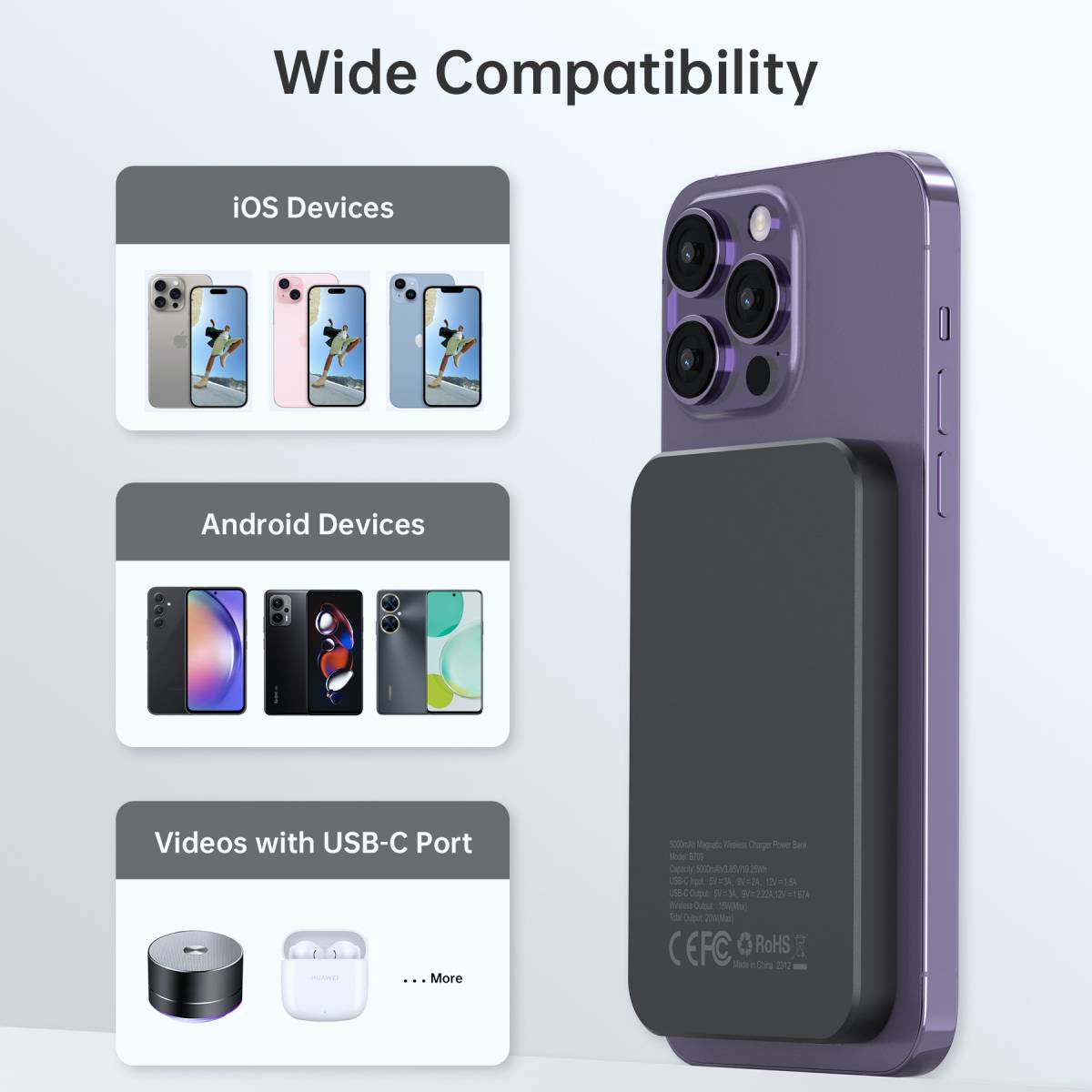 Choetech 5000mAh Magnetic Wireless Power Bank (B709) - XtraSure | Apple Authorized Reseller in Myanmar