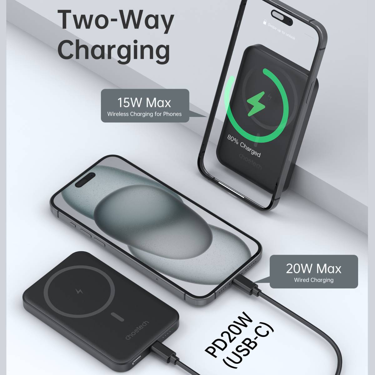 Choetech 5000mAh Magnetic Wireless Power Bank (B709) - XtraSure | Apple Authorized Reseller in Myanmar