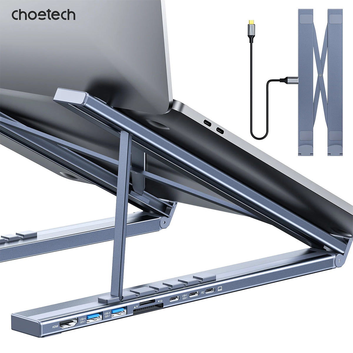 Choetech 7-in-1 USB-C HUB Stand HUB-M48 (Gray) - XtraSure | Apple Authorized Reseller in Myanmar